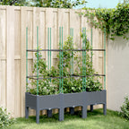 Vidaxl plantenbak met latwerk 120x40x142,5 cm polypropeen blauwgrijs