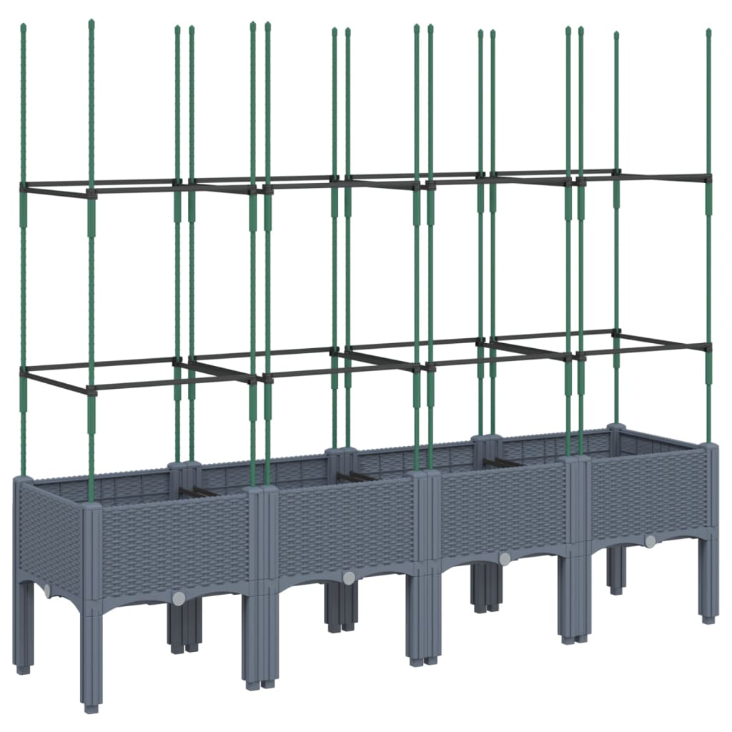 Vidaxl plantenbak met latwerk 160x40x142,5 cm polypropeen blauwgrijs