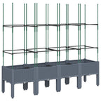 Vidaxl plantenbak met latwerk 160x40x142,5 cm polypropeen blauwgrijs