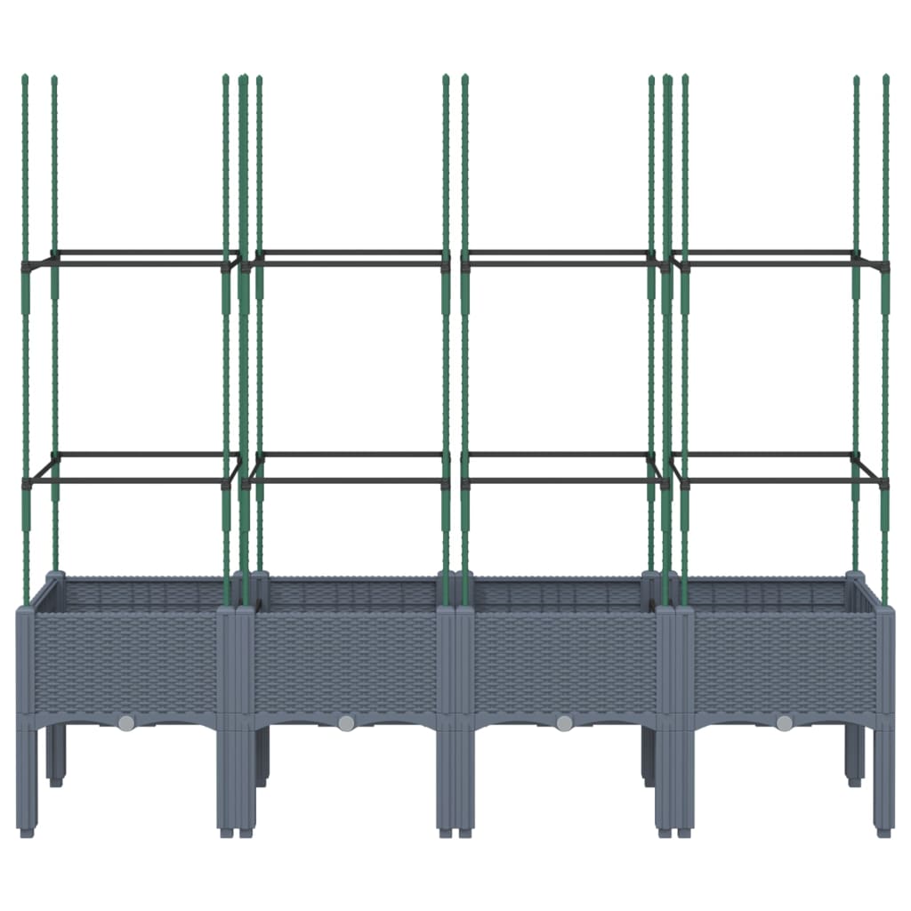 Vidaxl plantenbak met latwerk 160x40x142,5 cm polypropeen blauwgrijs