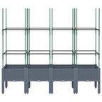 Vidaxl plantenbak met latwerk 160x40x142,5 cm polypropeen blauwgrijs