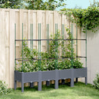 Vidaxl plantenbak met latwerk 160x40x142,5 cm polypropeen blauwgrijs