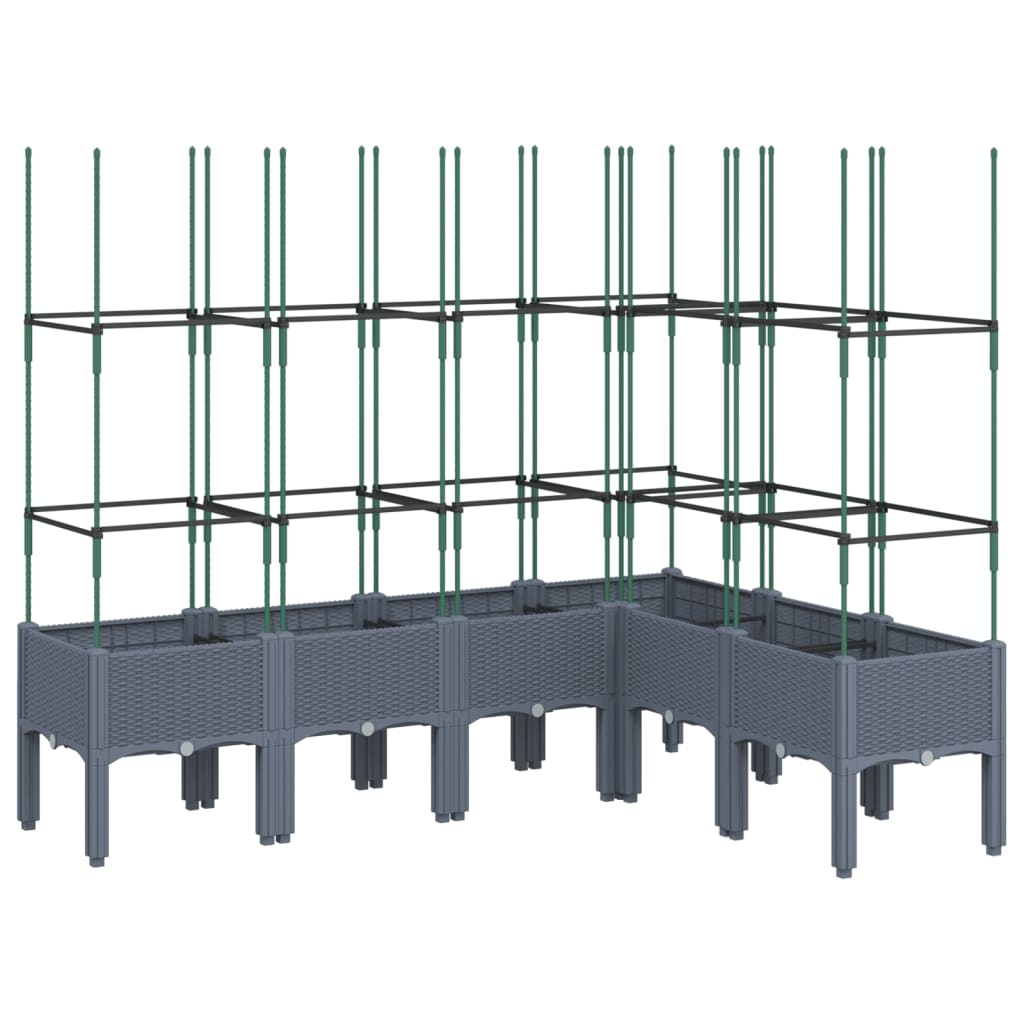 Vidaxl plantenbak met latwerk 160x120x142,5 cm polypropeen blauwgrijs