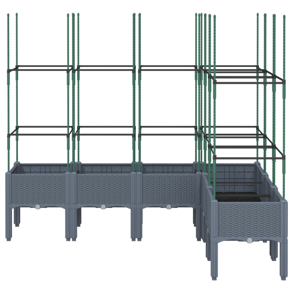 Vidaxl plantenbak met latwerk 160x120x142,5 cm polypropeen blauwgrijs