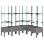 Vidaxl plantenbak met latwerk 160x120x142,5 cm polypropeen lichtgrijs