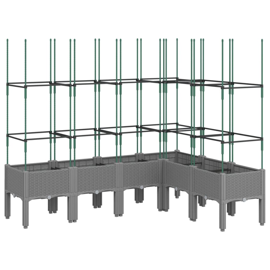 Vidaxl plantenbak met latwerk 160x120x142,5 cm polypropeen lichtgrijs