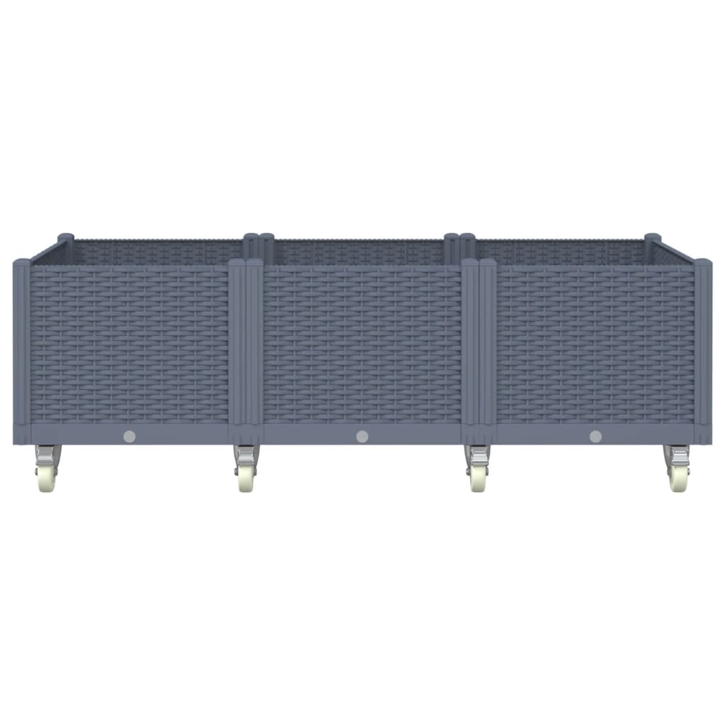 Vidaxl plantenbak met wielen 150x80x54 cm polypropeen blauwgrijs