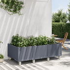 Vidaxl plantenbak met wielen 150x80x54 cm polypropeen blauwgrijs