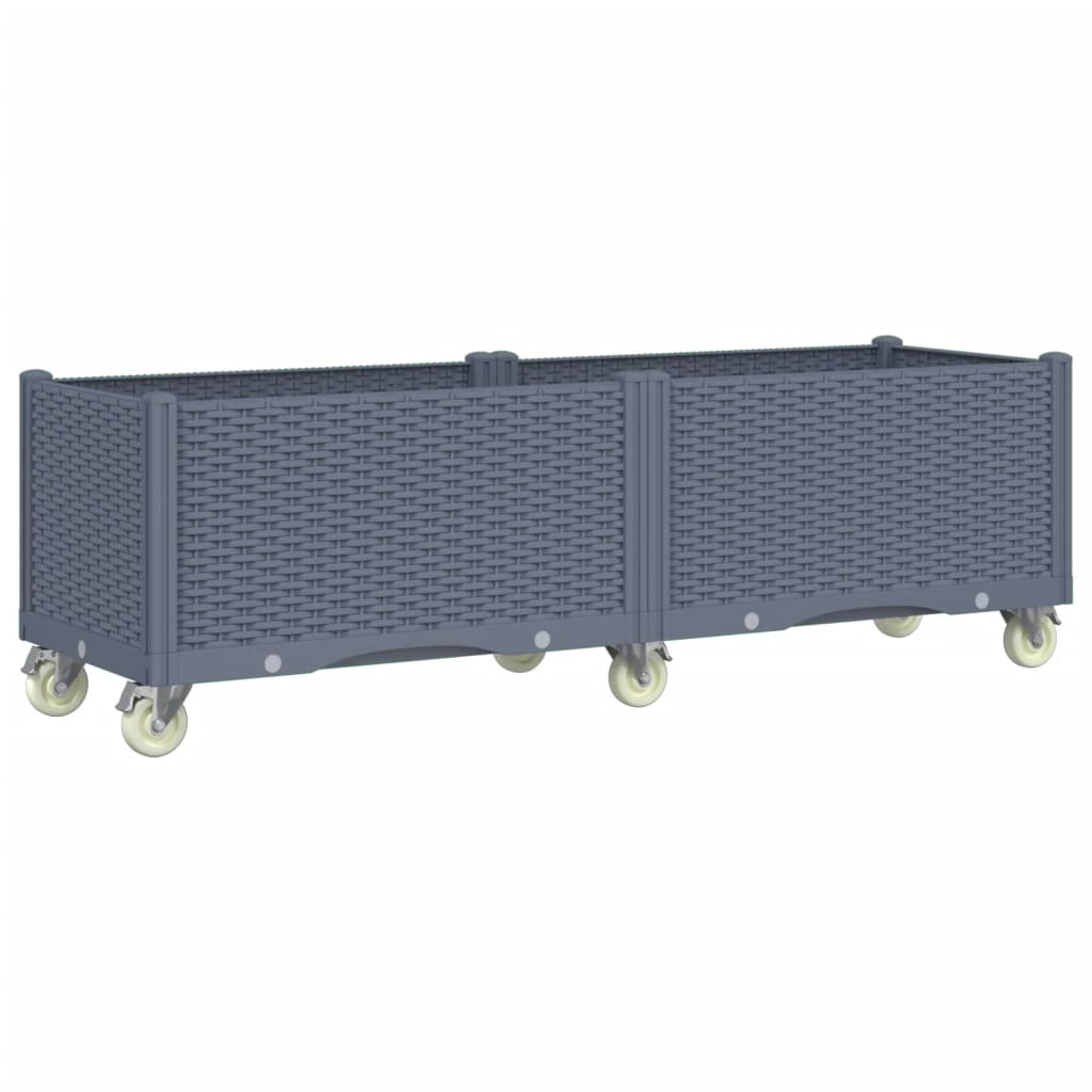 Vidaxl plantenbak met wielen 160x50x54 cm polypropeen blauwgrijs