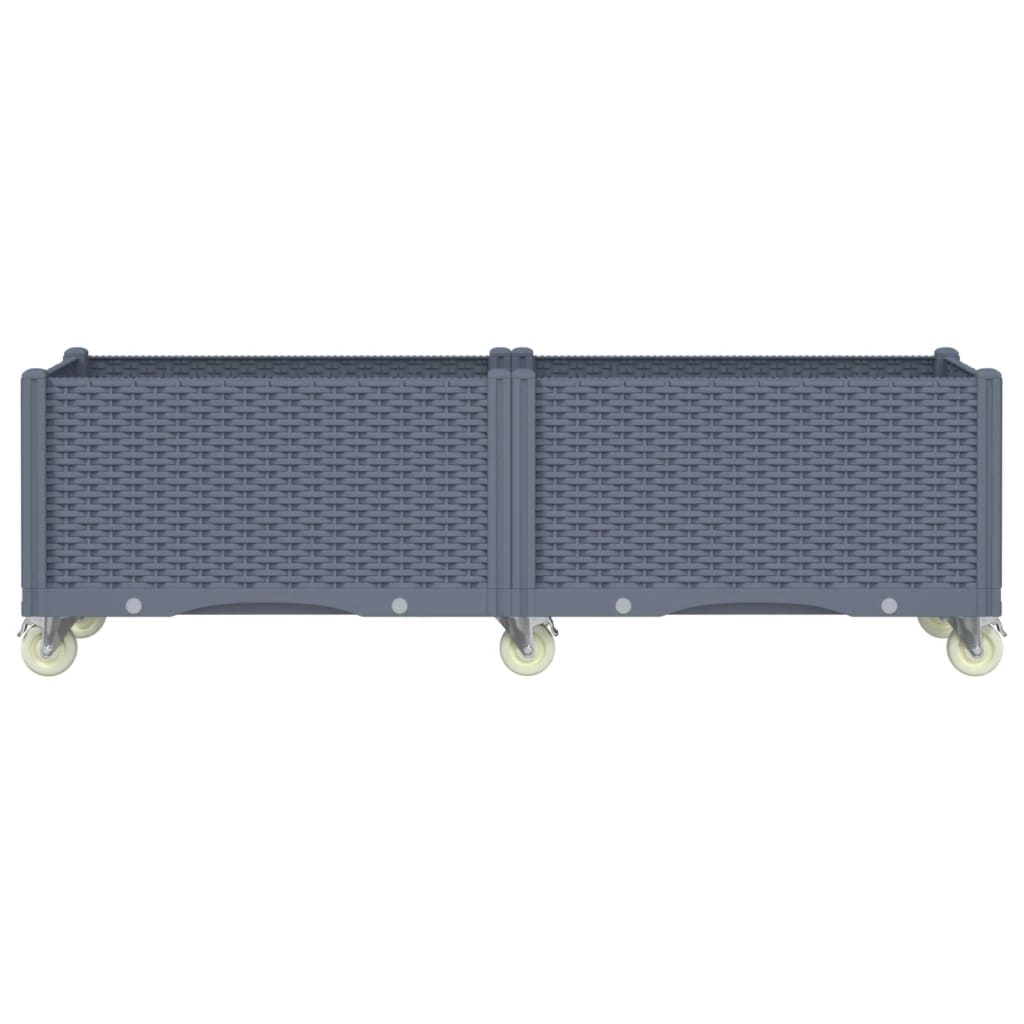 Vidaxl plantenbak met wielen 160x50x54 cm polypropeen blauwgrijs