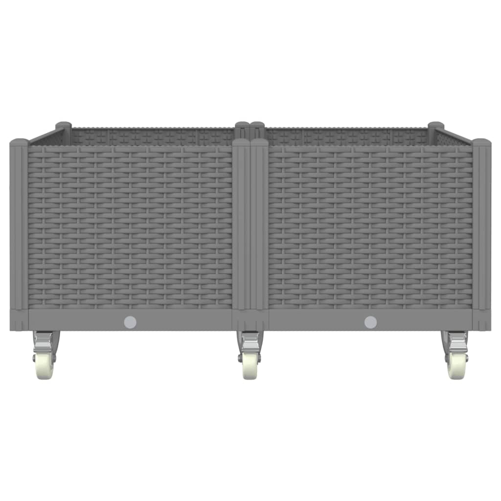 Vidaxl plantenbak met wielen 100x80x54 cm polypropeen lichtgrijs