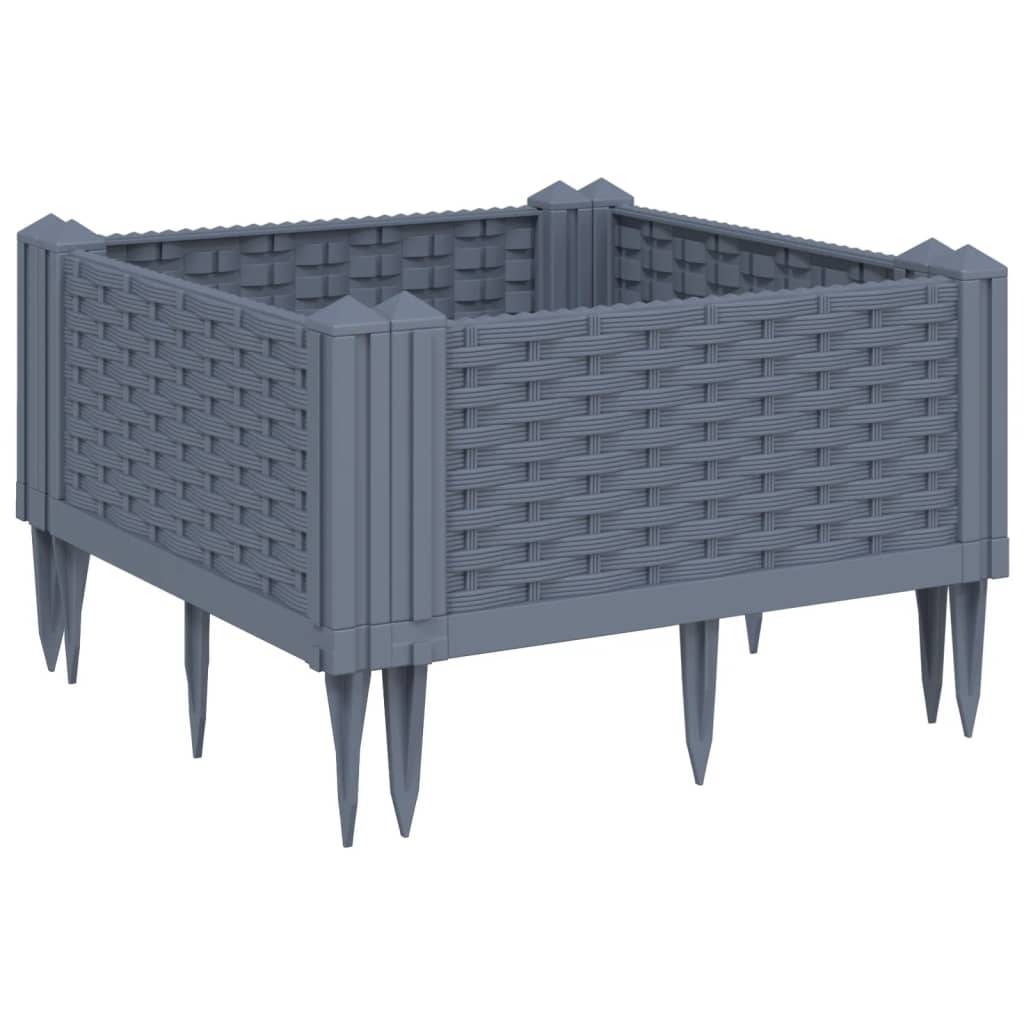 Vidaxl plantenbak met pinnen 42,5x42,5x28,5 cm polypropeen blauwgrijs