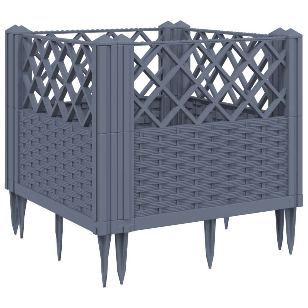 Vidaxl plantenbak met pinnen 43,5x43,5x43,5 cm polypropeen blauwgrijs