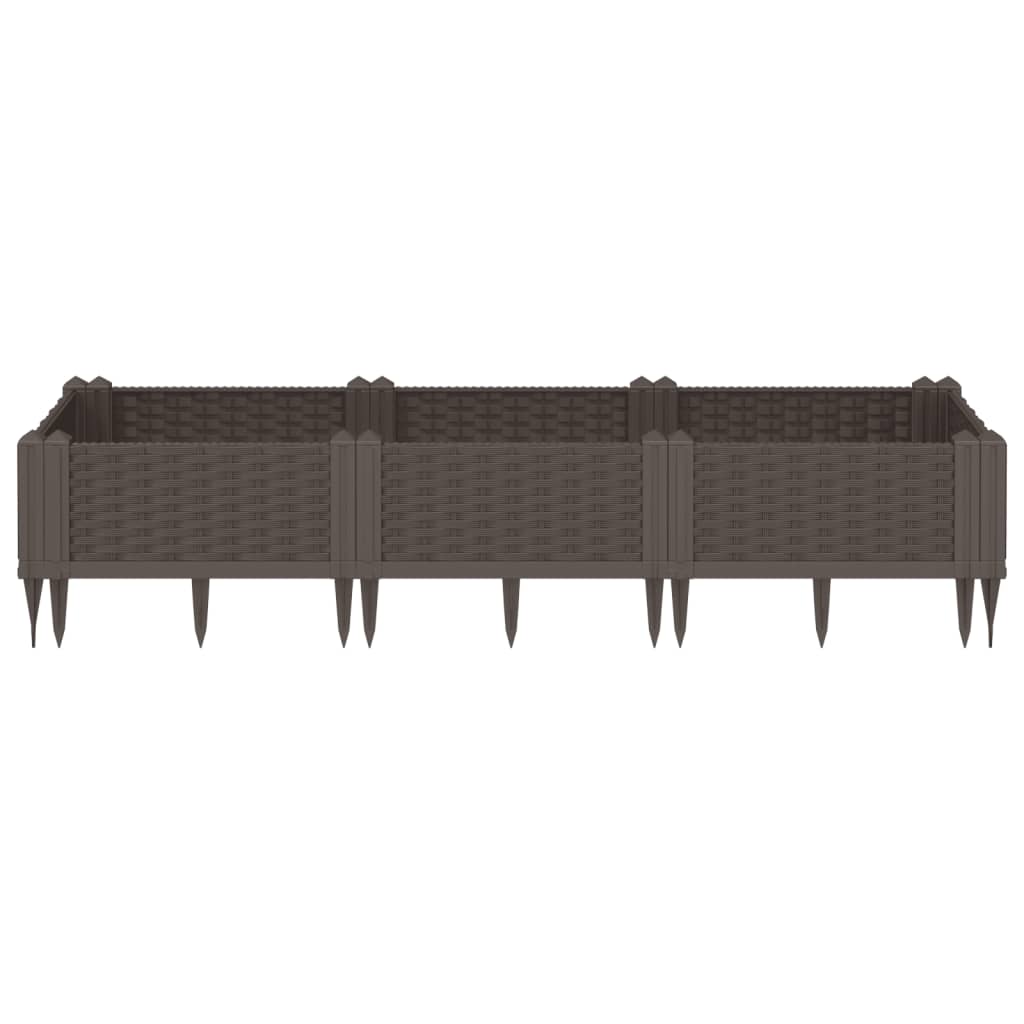 Vidaxl plantenbak met pinnen 125x40x28,5 cm polypropeen bruin