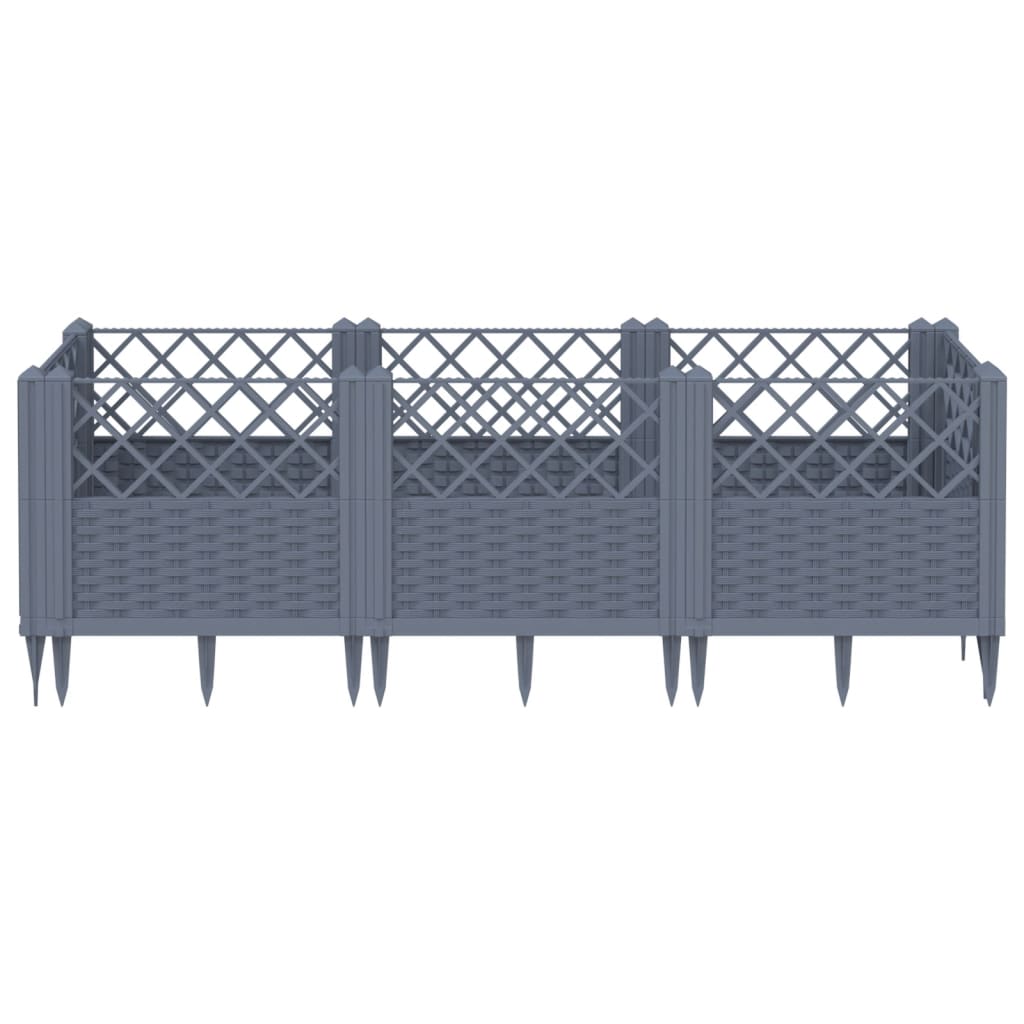 Vidaxl plantenbak met pinnen 123,5x43,5x43,5 cm polypropeen blauwgrijs