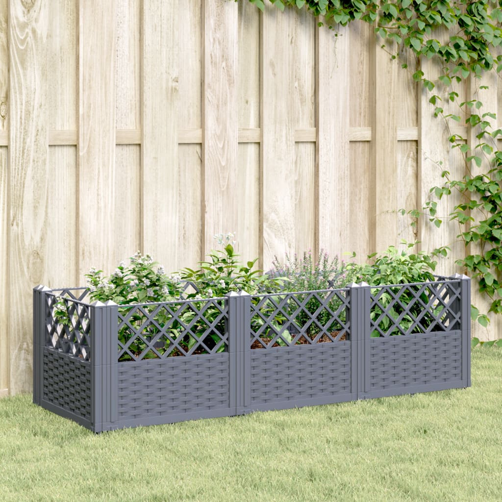 Vidaxl plantenbak met pinnen 123,5x43,5x43,5 cm polypropeen blauwgrijs