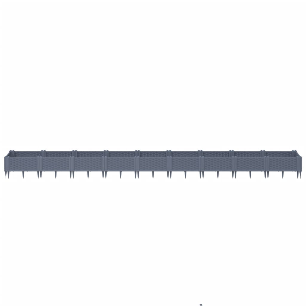 Vidaxl plantenbak met pinnen 362,5x42,5x28,5 cm polypropeen blauwgrijs