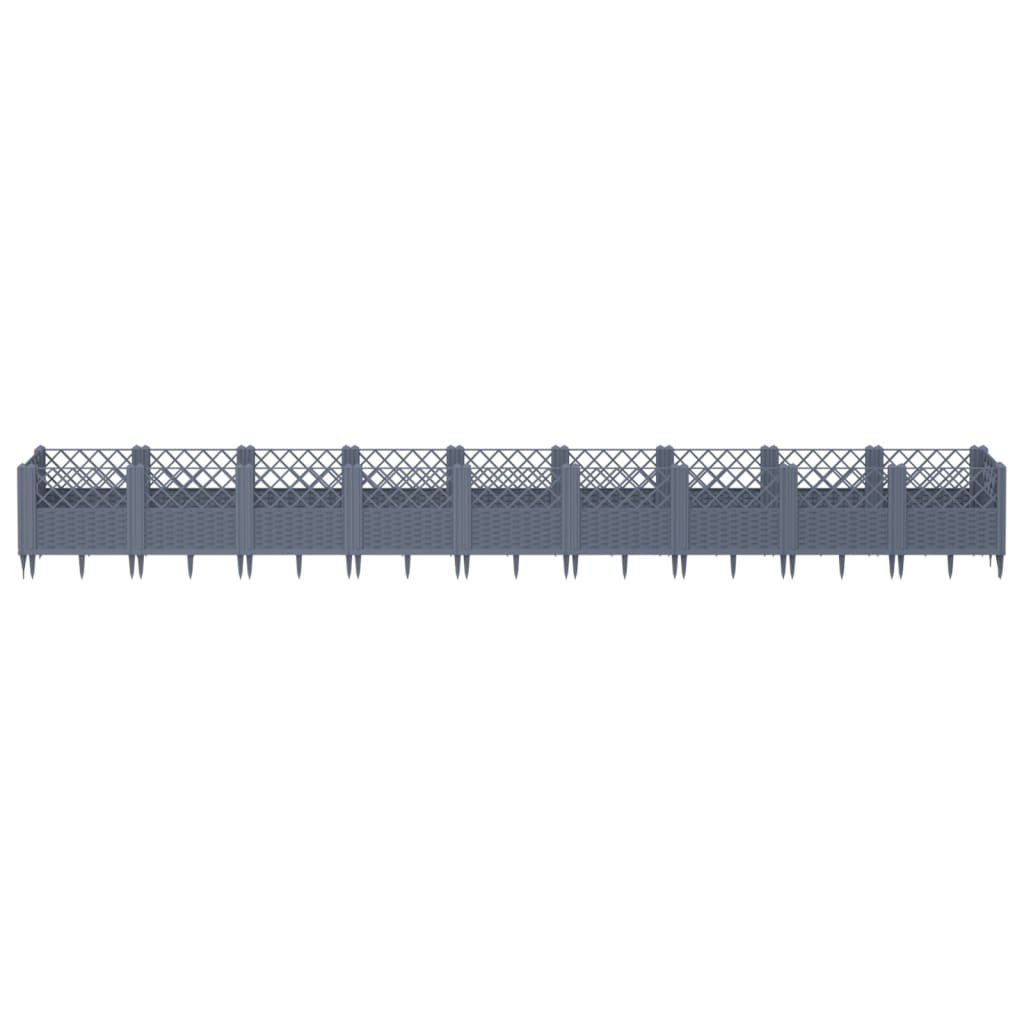 Vidaxl plantenbak met pinnen 363,5x43,5x43,5 cm polypropeen blauwgrijs