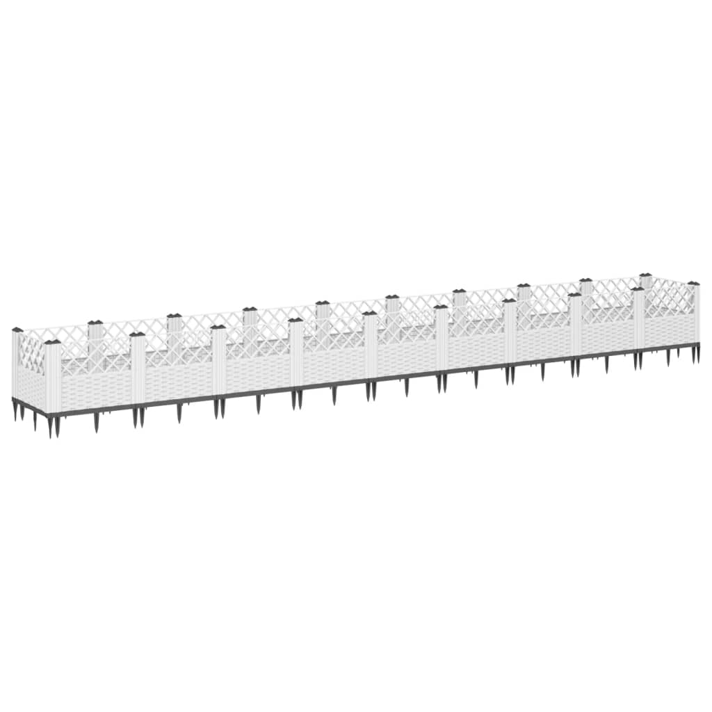 Vidaxl plantenbak met pinnen 363,5x43,5x43,5 cm polypropeen wit