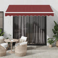 Vidaxl luifel handmatig uittrekbaar 300x250 cm bordeauxrood