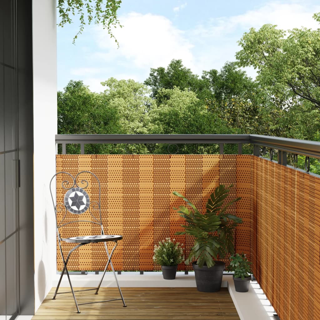 Vidaxl balkonscherm 400x100 cm poly rattan lichtbruin