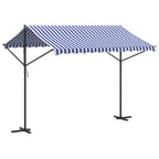 VidaXL Luifel vrijstaand 300x300 cm stof en staal blauw en wit