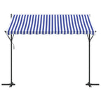 VidaXL Luifel vrijstaand 300x300 cm stof en staal blauw en wit