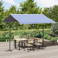 VidaXL Luifel vrijstaand 300x300 cm stof en staal blauw en wit