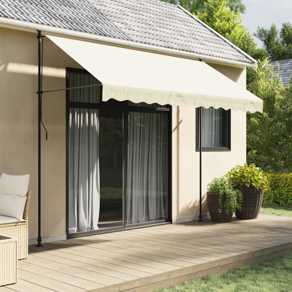 Vidaxl luifel uittrekbaar 300x150 cm stof en staal crèmekleurig