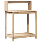 Vidaxl oppottafel met schappen 82,5x50x109,5 cm massief grenenhout