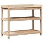 Vidaxl oppottafel met schappen 108x45x86,5 cm massief grenenhout