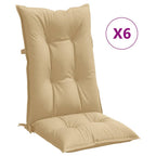 Vidaxl stoelkussens 6 st hoge rug 120x50x7 cm stof gemêleerd beige