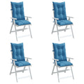 Vidaxl stoelkussens 4 st hoge rug 120x50x7 cm stof gemêleerd blauw