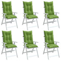 Vidaxl stoelkussens 6 st hoge rug 120x50x7 cm stof gemêleerd groen