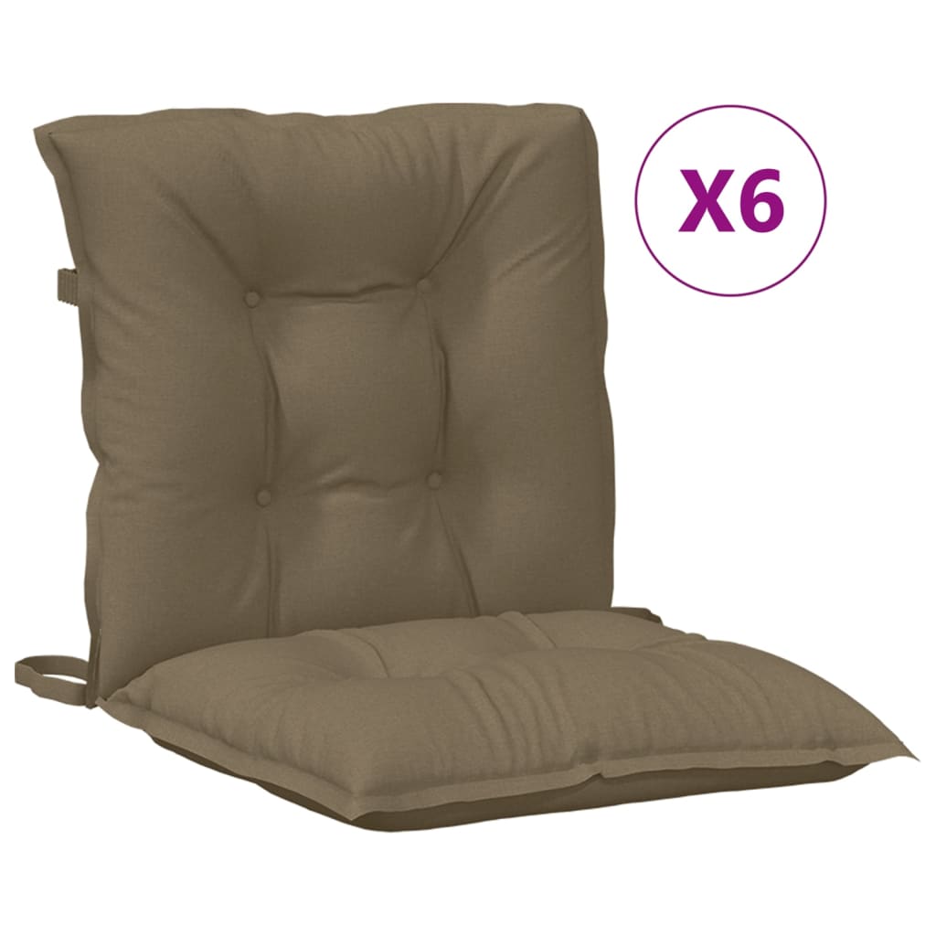 Vidaxl stoelkussens 6 st lage rug 100x50x7 cm stof gemêleerd taupe