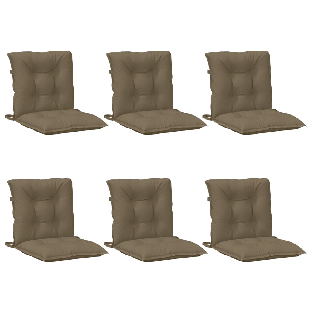 Vidaxl stoelkussens 6 st lage rug 100x50x7 cm stof gemêleerd taupe
