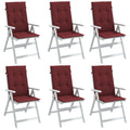 Vidaxl stoelkussens 6 st hoge rug 120x50x4 cm stof gemêleerd wijnrood