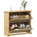 Vidaxl schoenenkast corona 99x32x85 cm massief grenenhout