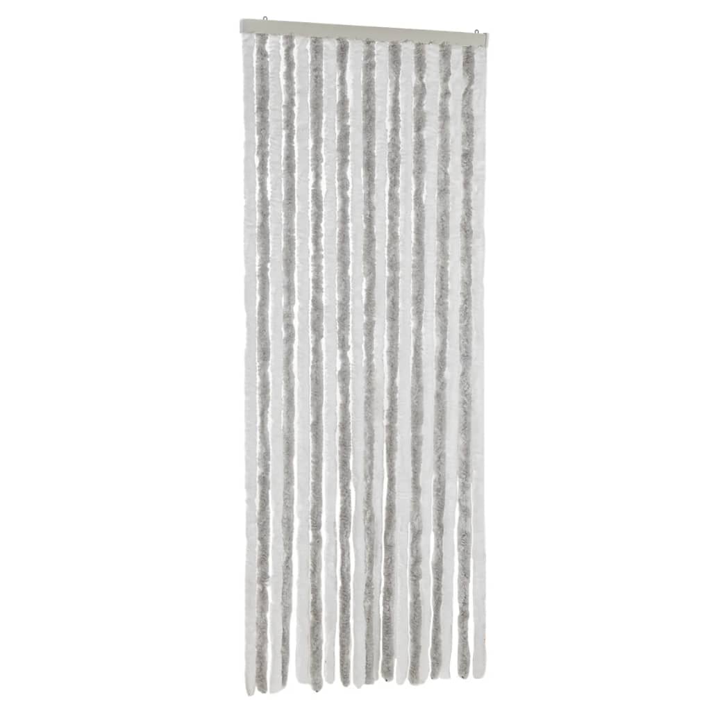 Vidaxl vliegengordijn 56x185 cm chenille lichtgrijs en wit