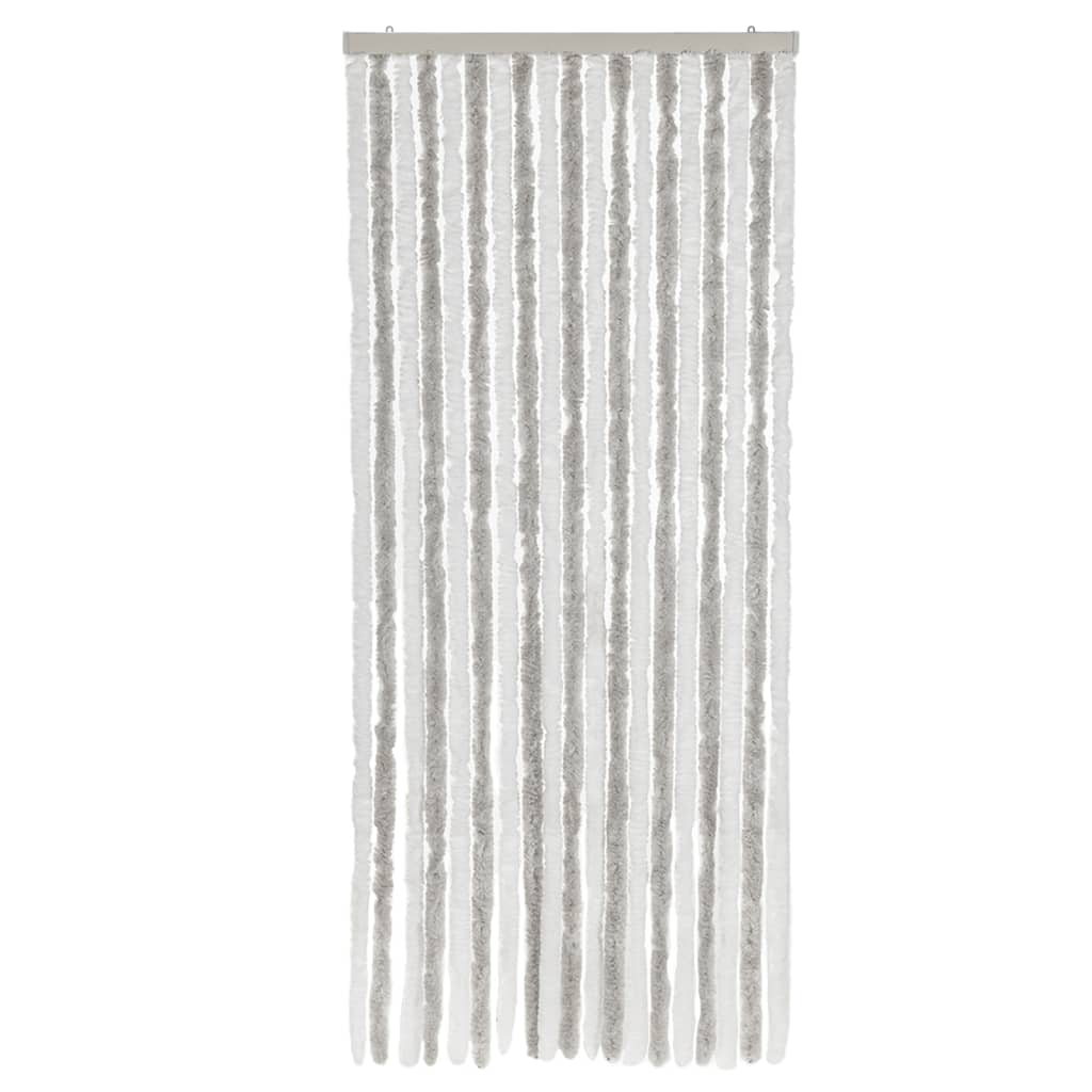 Vidaxl vliegengordijn 56x185 cm chenille lichtgrijs en wit