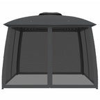 Vidaxl prieel met gaaswanden en dubbel dak 2,93x2,93 m staal antraciet