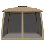 Vidaxl prieel zijwanden van gaas en dubbel dak 2,93x2,93 m staal taupe