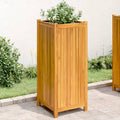 Vidaxl plantenbak met voering 42x42x100 cm massief acaciahout