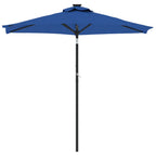 Vidaxl parasol met stalen paal 225x225x212 cm azuurblauw