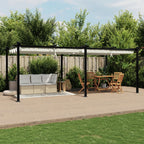 VidaXL Prieel met uittrekbaar dak 3x6 m aluminium crèmekleurig
