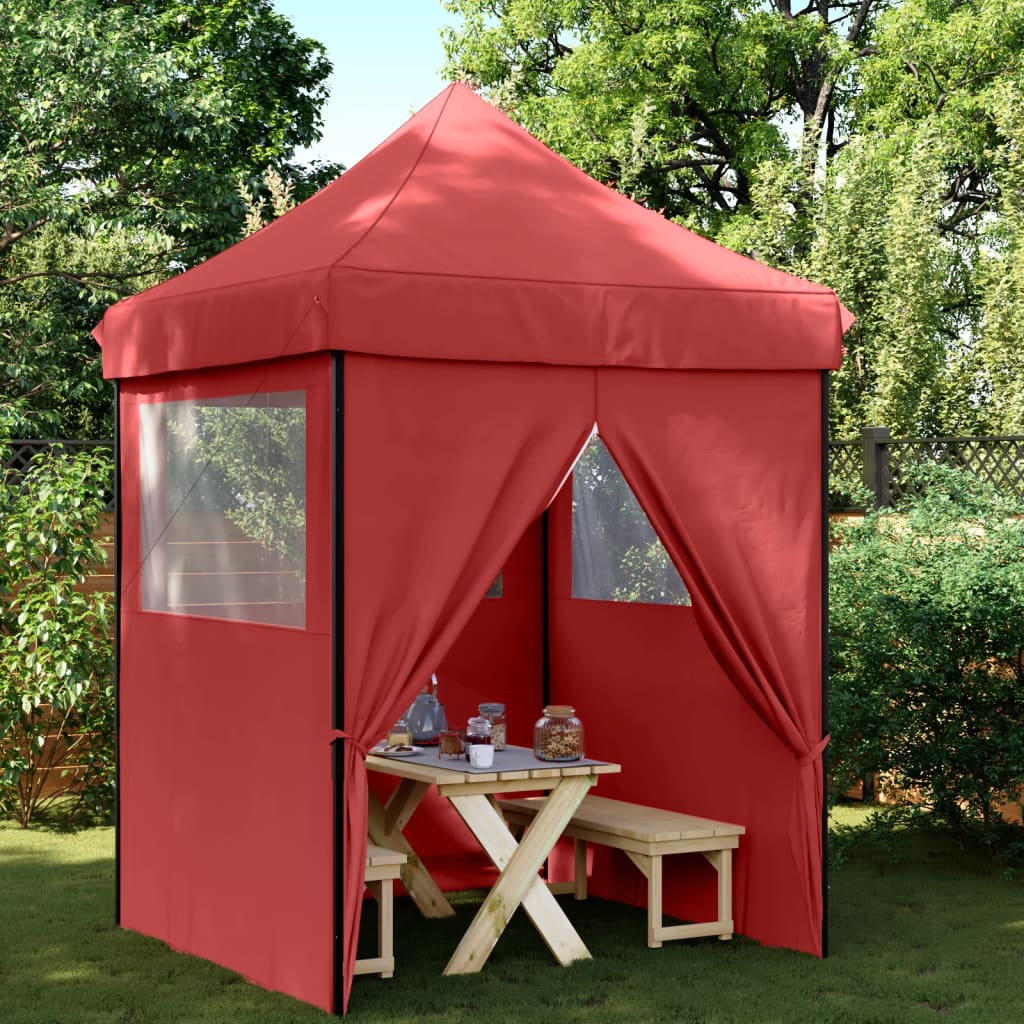 VidaXL Partytent inklapbaar pop-up met 4 zijwanden bordeauxrood