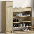 Vidaxl schoenenkast 100,5x28x100 cm bewerkt hout sonoma eikenkleurig