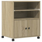 Vidaxl printerkastje met wielen 60x48x74 cm sonoma eikenkleurig