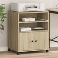 Vidaxl printerkastje met wielen 60x48x74 cm sonoma eikenkleurig