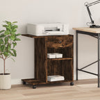 Vidaxl printerkastje met wielen 60x40x68,5 cm gerookt eikenkleurig